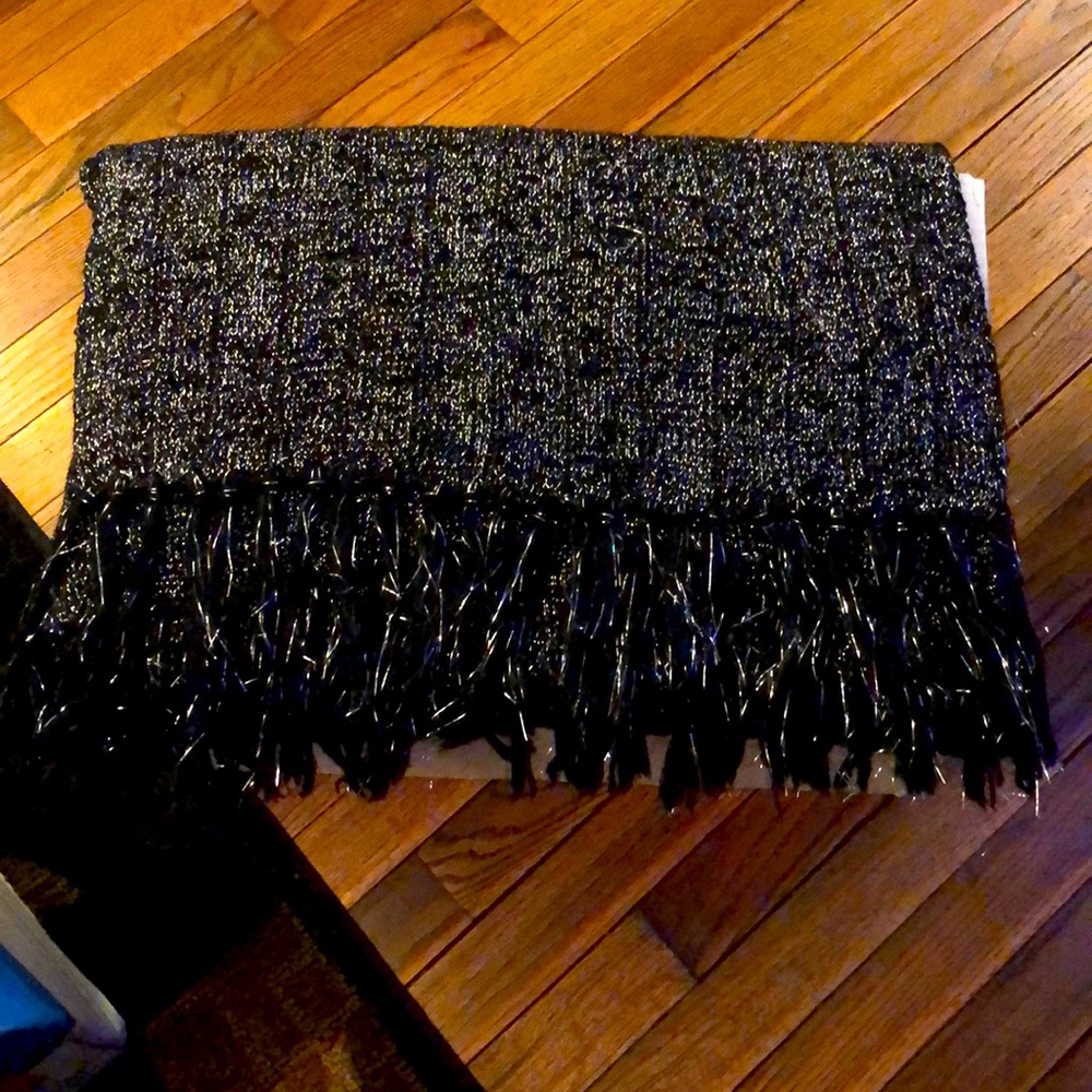 Black and Silver Wrap with fringe